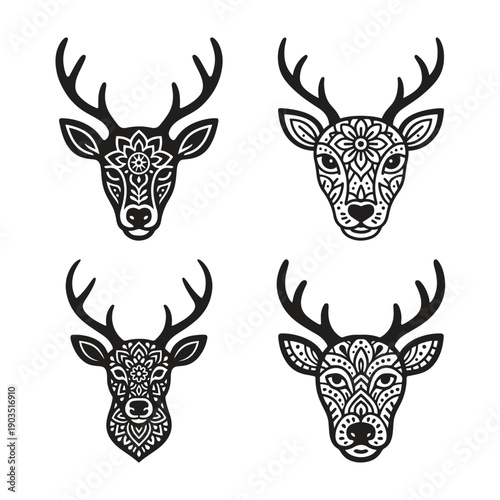 Deer Head Mandala Design Silhouette Vector Illustration Art
