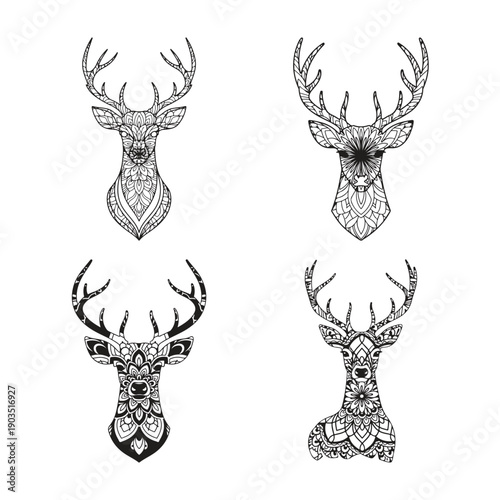 Deer Head Mandala Design Silhouette Vector Illustration Art