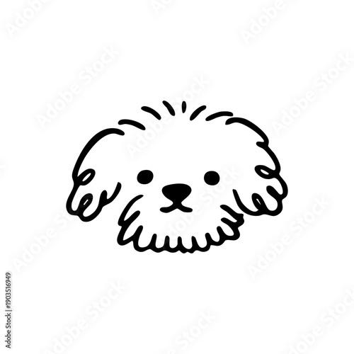 Cute Cartoon Puppy Face Illustration.