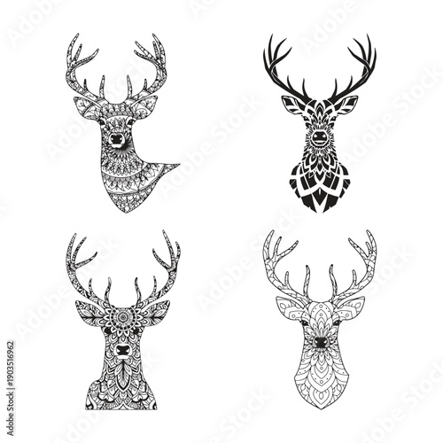 Deer Head Mandala Design Silhouette Vector Illustration Art