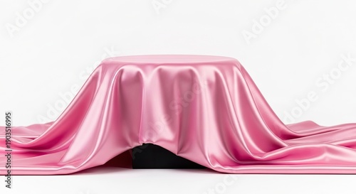 Wallpaper Mural Unveiling the surprise with elegant pink satin cloth draped over rectangular object creating anticipation and mystery Torontodigital.ca