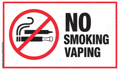 No Smoking And Vaping Allowed Sign, Print Ready Vector Illustration Safety Warning Prohibition Symbol Anti Smoking Vaping Graphic Design