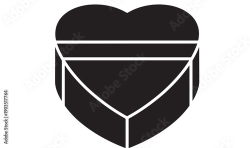 Heart icon with face mask symbol, black silhouette medical protection concept for healthcare, pandemic safety, respiratory care, hygiene awareness isolated on white