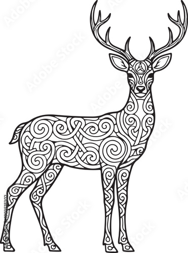 Deer Mandala Design Silhouette Vector Illustration Art