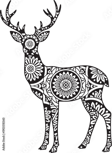 Deer Mandala Design Silhouette Vector Illustration Art