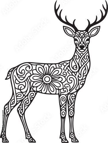 Deer Mandala Design Silhouette Vector Illustration Art