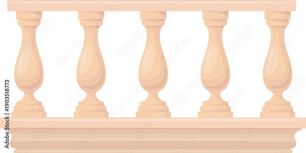 Naklejka premium Stone pillar balustrade. Vintage balcony baluster element