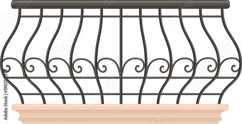 Balcony lattice railing. Wrought iron border element