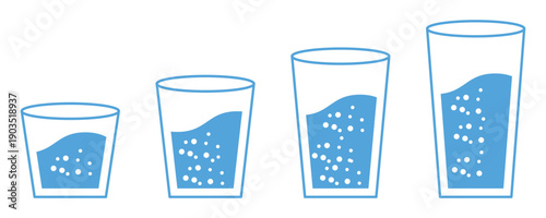 Water Glass Line Icon for Drink, Beverage and Hydration Vector illustration.
