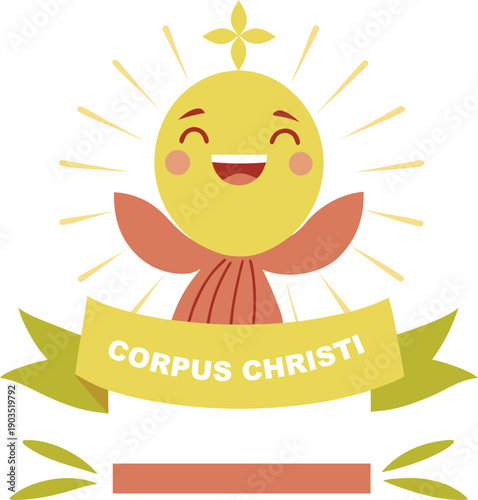 Joyful Sun Character for Corpus Christi Celebration
