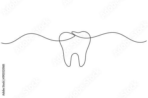 Dental tooth one line drawing minimalist editable vector icon