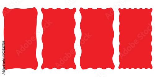 Set of Zigzag and jagged rectangle shape, Rectangle shape frame with zigzag edge. Black Zigzag edge frame. Red underlines wavy curve zig zag line pattern.