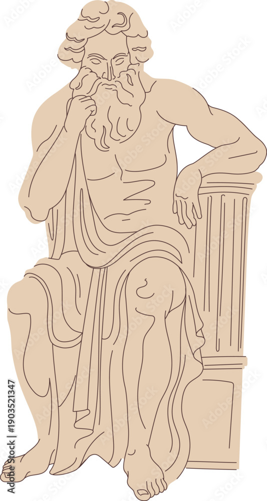 Naklejka premium Antique man statue drawing. Greek classic sculpture