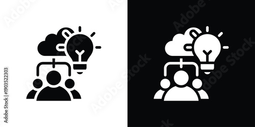 Brainstorming Icon Sheet Black And White