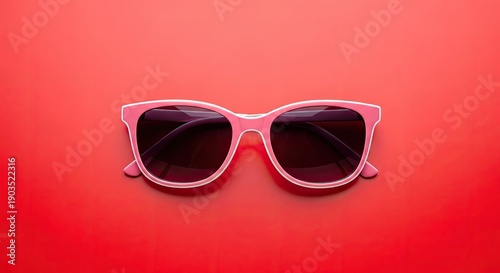 Wallpaper Mural Stylish pink sunglasses on red background creating a vibrant visual effect Torontodigital.ca