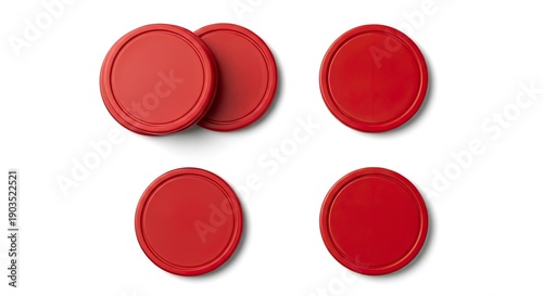 Wallpaper Mural Red circular objects arranged in a pattern on white background with subtle shadow effect Torontodigital.ca