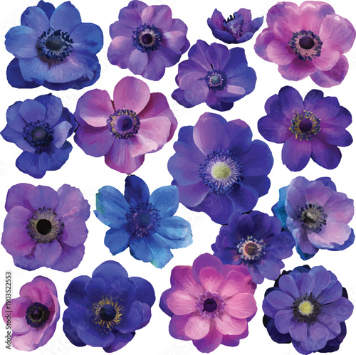 Wallpaper Mural set of colorful flowers Torontodigital.ca