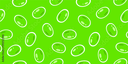 green soybeans or peas pattern background. Soybean seamless pattern background. edamame seamless pattern background. doodle edamame pattern background.