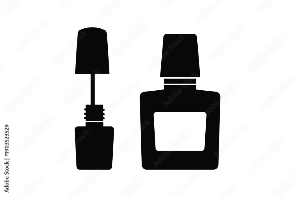 Obraz premium Nail polish bottle and applicator brush for beauty and cosmetic application