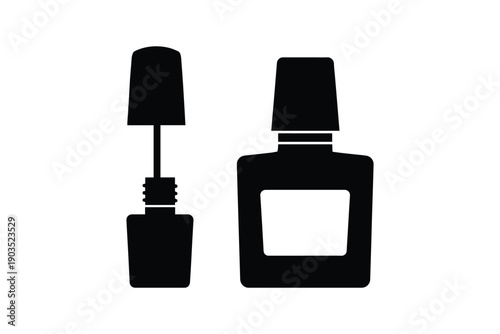 Nail polish bottle and applicator brush for beauty and cosmetic application