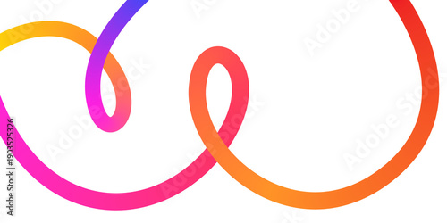 Slika na platnu Abstract looping lines with smooth color gradient transitions from pink to orang
