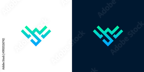 Modern abstract letter W and S logo design, featuring a vibrant gradient of blue and green, crafted for contemporary business branding and professional identity solutions