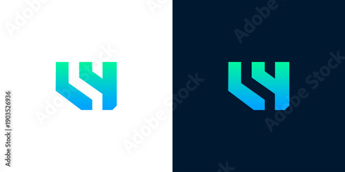 Abstract lettermark logo with a vibrant blue and green gradient. This sleek graphic symbol conveys a concept of dynamic innovation, ideal for a modern brand identity