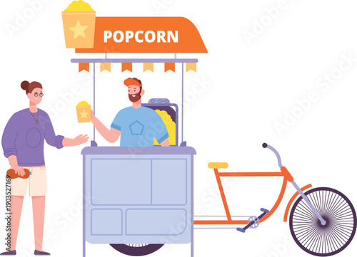 Popcorn stand color icon. Street market food
