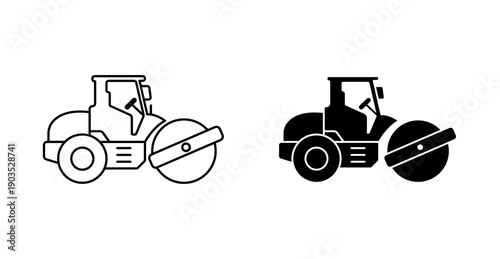 Road Roller Construction Compactor Line Icon
