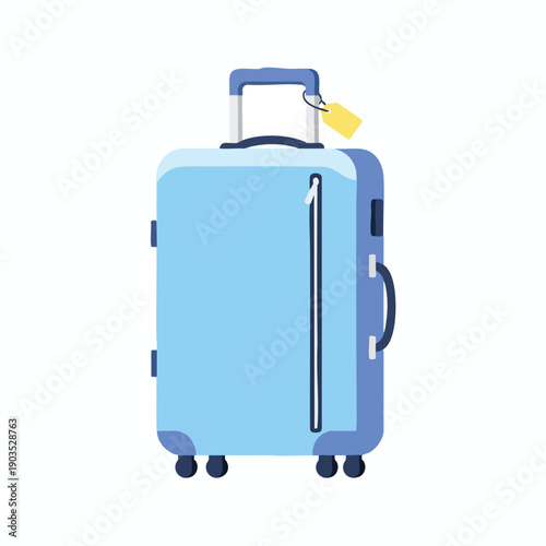 Light Blue Suitcase with Travel Tag