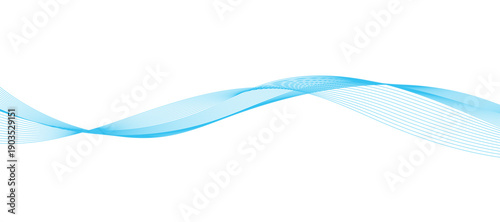 Abstract blue wave banner. Line art illustration.