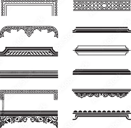 Elegant Decorative Borders and Ornaments Vector Pack: Classic Scrollwork and Geometric Designs