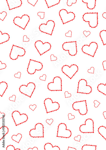 Seamless pattern with hand drawn red heart outlines on a light textured background. Cute romantic design perfect for Valentine’s Day, love themes, wedding invitations, greeting cards, gift wrapping․