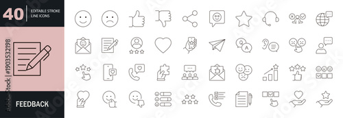 Feedback icon set. Editable line icons. Vector illustration.