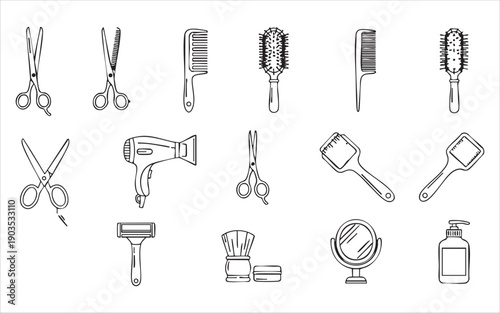 Collection of hair styling tools and accessories
