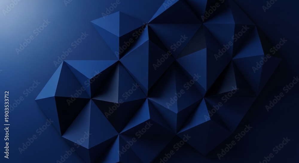 Obraz premium Geometric 3D Blue Polygonal Abstract Background with Gradient Light