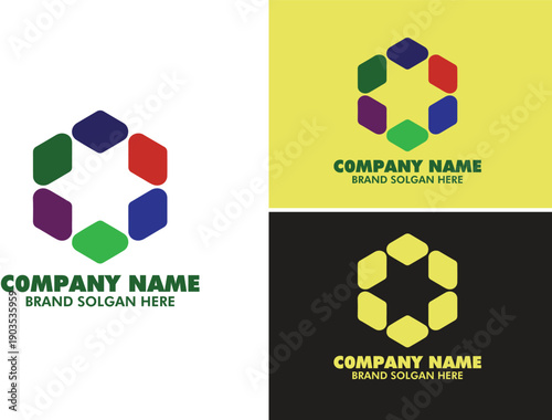 Abstract Colorful Hexagonal Diamond Ring for Community Unity and Creative Networking, vector logo template