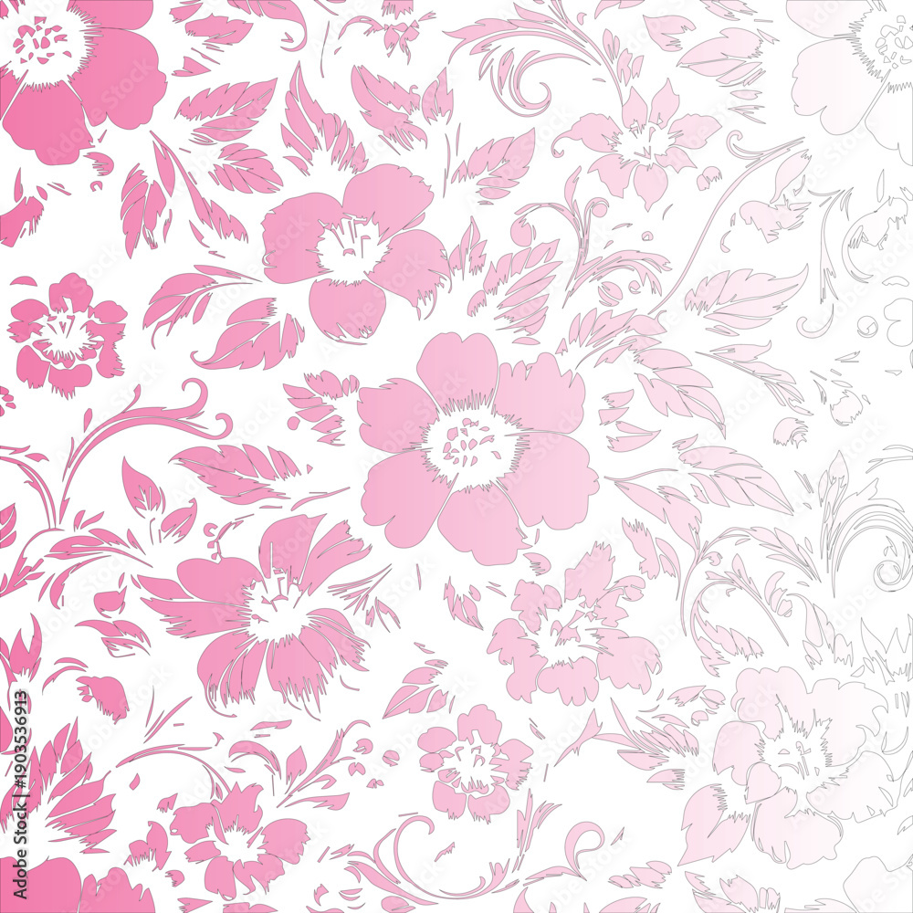 Fototapeta Seamless Floral Pattern Vector in Classic Colour