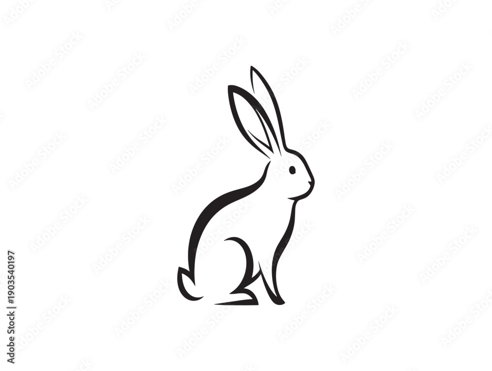 Fototapeta premium Simple line drawing of a rabbit in profile