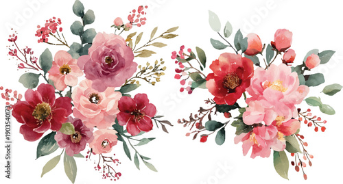 pink flowers on white background