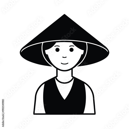 vietnamese woman conical hat icon