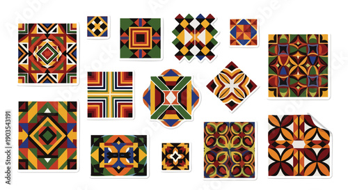 Vibrant geometric patterns reflecting diverse cultural heritage, perfect for Black History Month community celebrations and impactful educational initiatives, inspiring unity and artistic appreciation