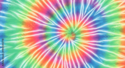 Vibrant tie-dye pattern with radiating rainbow colors and white streaks