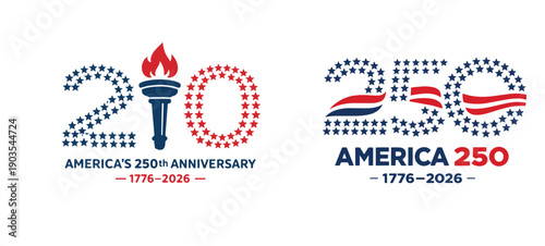 vector illustration of a 4th of july independence day, America’s 250th Anniversary Flat Vector Logo Design 1776–2026