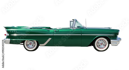 Obraz na plátně Emerald green 1950s convertible car isolated PNG, classic American automobile wi