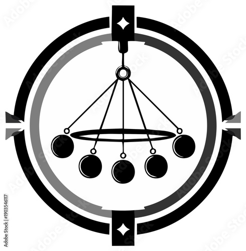 Illustrative chandelier design featuring six suspended globes within a decorative circular frame for home interiors lighting