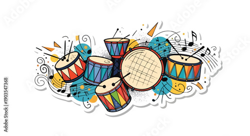 Black History Month Community Celebrations and Education Musical Instruments Drums Percussion Festive Celebration Dynamic Music Symbols Joyful Rhythm Celebration
