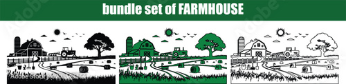 Fotografi Silhouette, line art, outline, dot, dotted Collection of Farm Scenes Featuring B