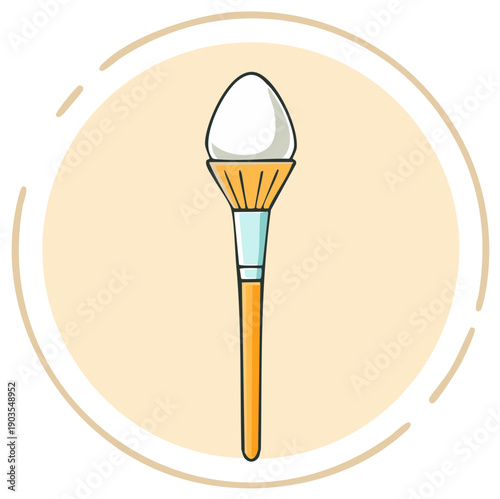 Cartoon makeup brush illustration with soft brush head.