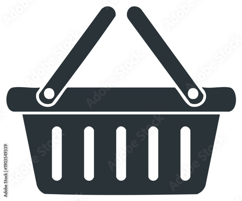 Isolated empty shopping basket icon. Simple symbol of a market basket